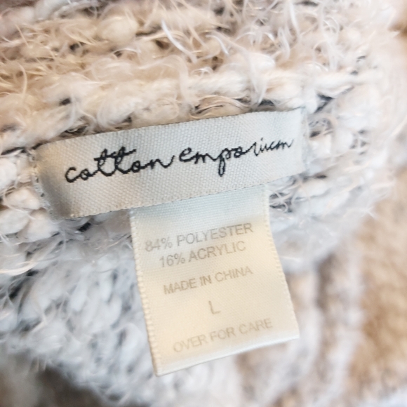 Cotton Emporium White Heathered Open Front Cold Weather Cardigan Sweater Large - Picture 6 of 8